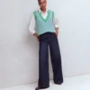Maeve Cable V Neck Tank Blue, Green Maeve Cable V Neck Tank Blue, Green