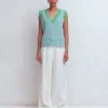 Maeve Cable V Neck Tank Blue, Green Maeve Cable V Neck Tank Blue, Green