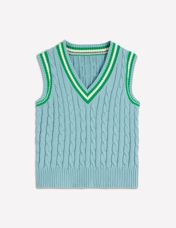 Maeve Cable V Neck Tank Blue, Green Maeve Cable V Neck Tank Blue, Green