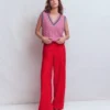 Maeve Cable V Neck Tank Pink, Red Maeve Cable V Neck Tank Pink, Red
