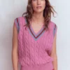 Maeve Cable V Neck Tank Pink, Red Maeve Cable V Neck Tank Pink, Red