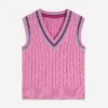 Maeve Cable V Neck Tank Pink, Red Maeve Cable V Neck Tank Pink, Red