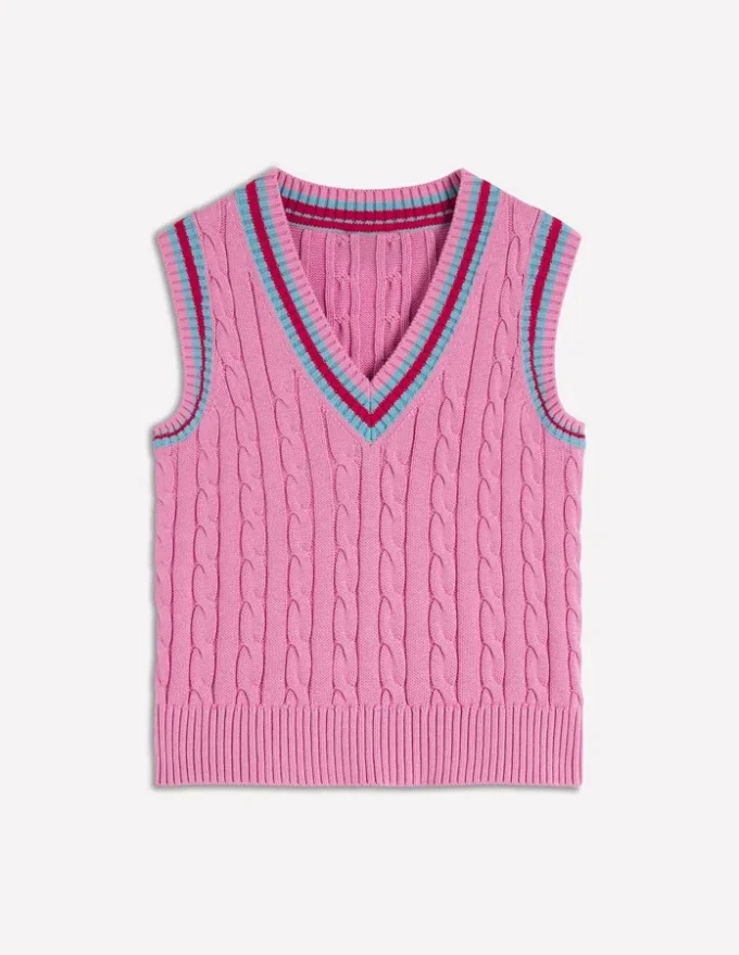 Maeve Cable V Neck Tank Pink, Red Maeve Cable V Neck Tank Pink, Red