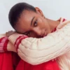 Maeve Textured Cotton Jumper Ivory Cable, Red Maeve Textured Cotton Jumper Ivory Cable, Red