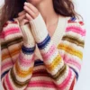 Maeve Textured Cotton Jumper Multi Stripe