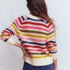 Maeve Textured Cotton Jumper Multi Stripe