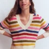 Maeve Textured Cotton Jumper Multi Stripe