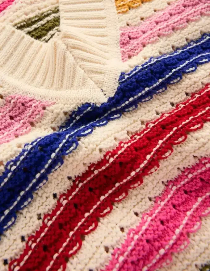 Maeve Textured Cotton Jumper Multi Stripe
