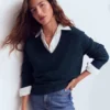 Maeve Textured Cotton Jumper Navy Maeve Textured Cotton Jumper Navy