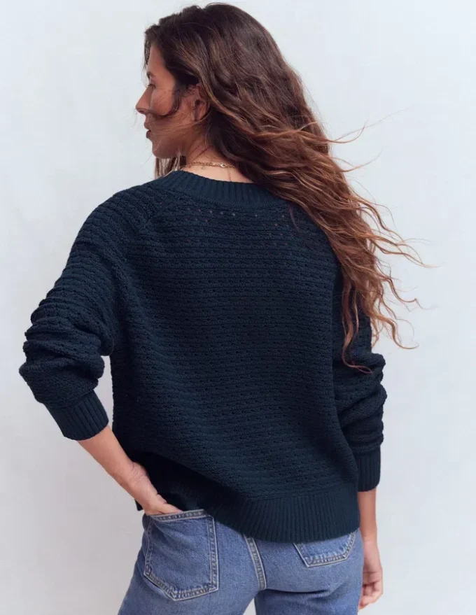 Maeve Textured Cotton Jumper Navy Maeve Textured Cotton Jumper Navy