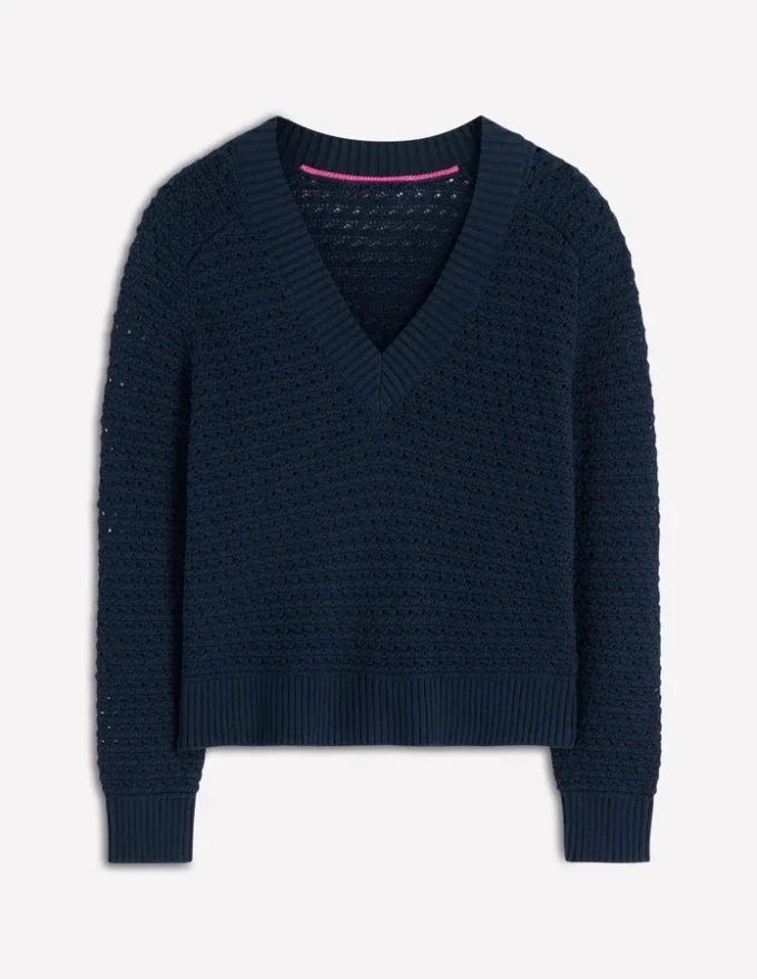 Maeve Textured Cotton Jumper Navy Maeve Textured Cotton Jumper Navy
