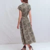 Marcia Jersey Shirt Dress Almond Milk, Cheetah Pop
