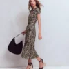 Marcia Jersey Shirt Dress Almond Milk, Cheetah Pop