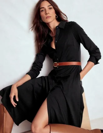 Marcia Jersey Shirt Dress Black