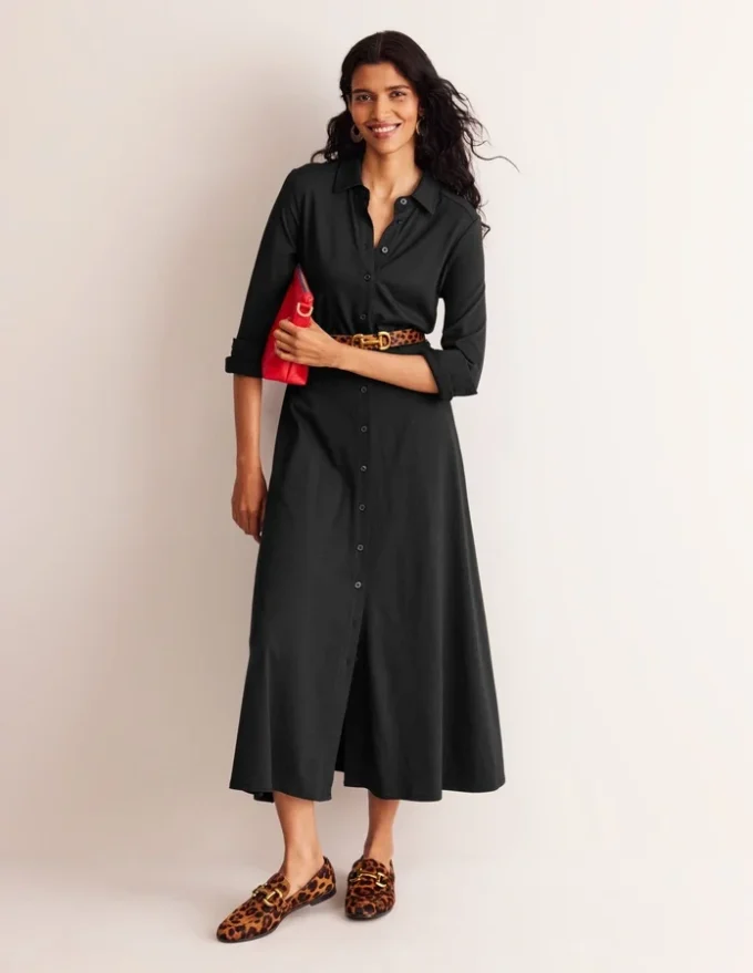 Marcia Jersey Shirt Dress Black Marcia Jersey Shirt Dress Black