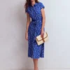 Marcia Jersey Shirt Dress Bright Blue, Painted Dot Marcia Jersey Shirt Dress Bright Blue, Painted Dot