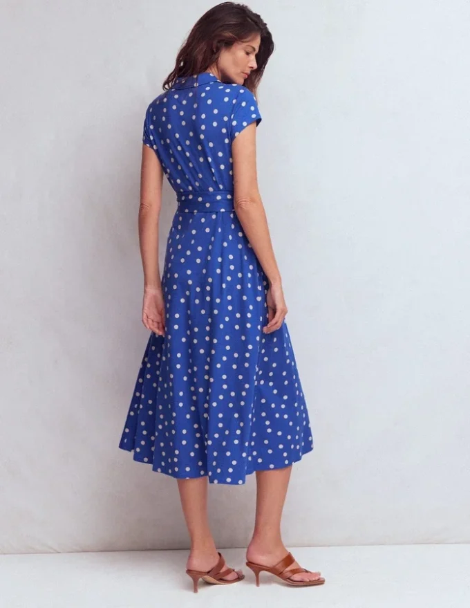 Marcia Jersey Shirt Dress Bright Blue, Painted Dot Marcia Jersey Shirt Dress Bright Blue, Painted Dot