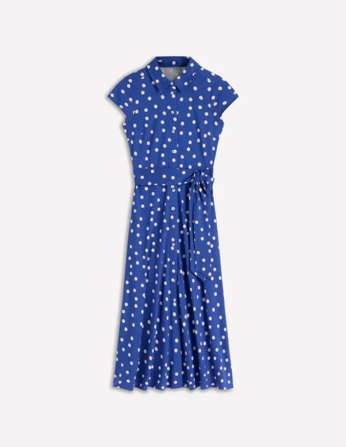 Marcia Jersey Shirt Dress Bright Blue, Painted Dot Marcia Jersey Shirt Dress Bright Blue, Painted Dot