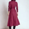 Marcia Jersey Shirt Dress Burgundy Red, Swooping Swallow