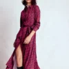 Marcia Jersey Shirt Dress Burgundy Red, Swooping Swallow