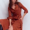 Marcia Jersey Shirt Dress Burnt Orange, Navy Spot Marcia Jersey Shirt Dress Burnt Orange, Navy Spot
