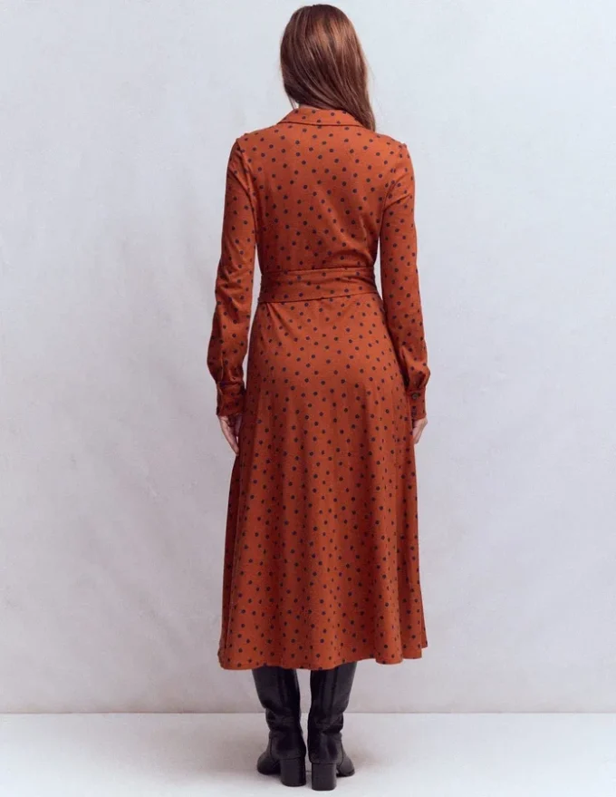 Marcia Jersey Shirt Dress Burnt Orange, Navy Spot Marcia Jersey Shirt Dress Burnt Orange, Navy Spot