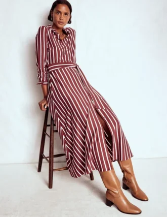 Marcia Jersey Shirt Dress Burnt Orange, Painted Dot