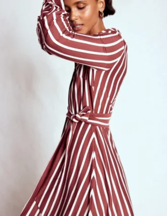 Marcia Jersey Shirt Dress Burnt Orange, Painted Dot