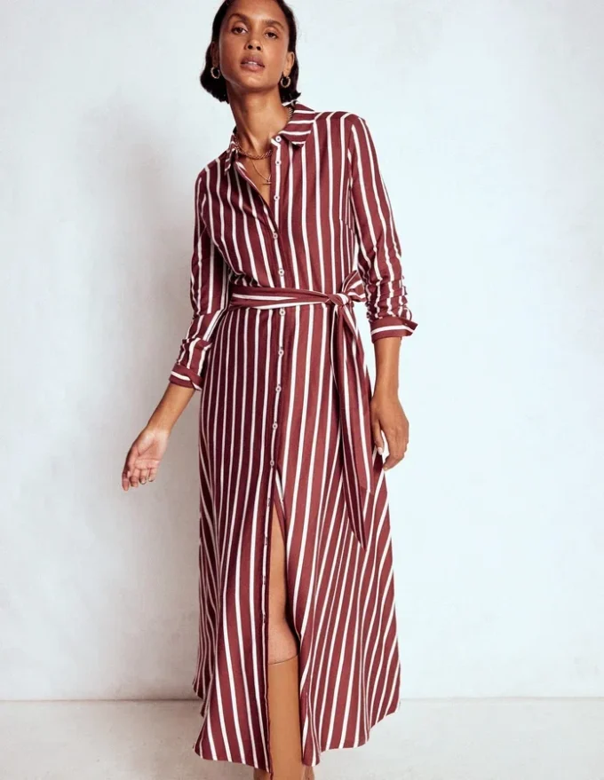 Marcia Jersey Shirt Dress Burnt Orange, Painted Dot Marcia Jersey Shirt Dress Burnt Orange, Painted Dot