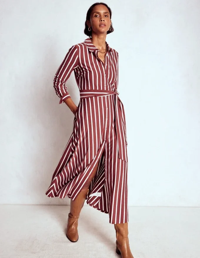 Marcia Jersey Shirt Dress Burnt Orange, Painted Dot Marcia Jersey Shirt Dress Burnt Orange, Painted Dot