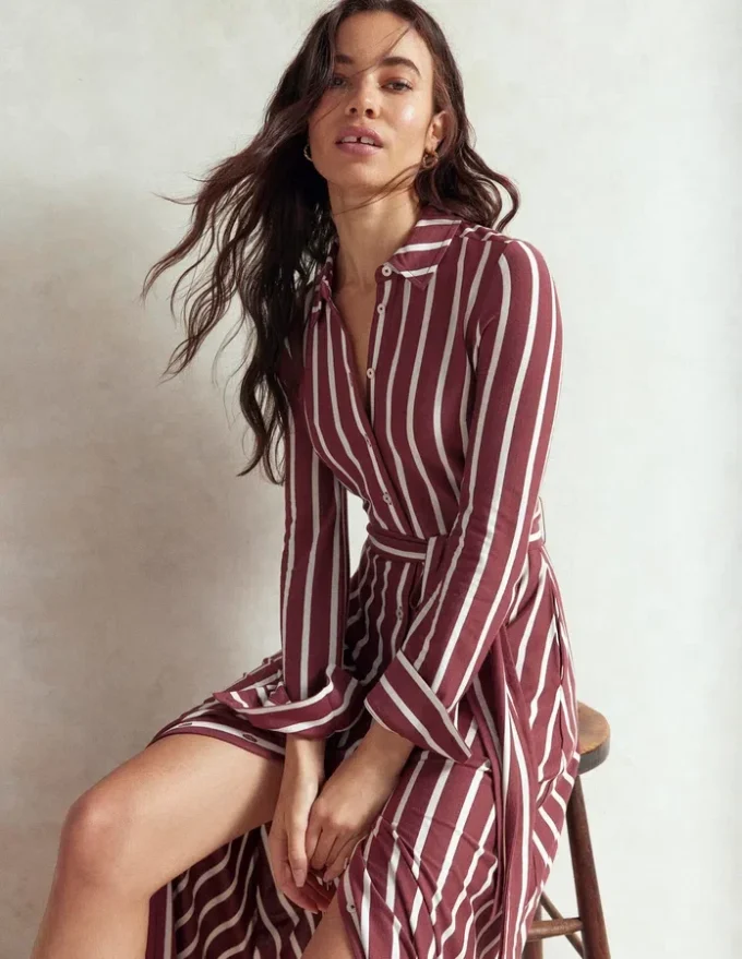 Marcia Jersey Shirt Dress Burnt Orange, Painted Dot Marcia Jersey Shirt Dress Burnt Orange, Painted Dot