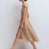 Marcia Jersey Shirt Dress Cognac and Ivory Stripe Marcia Jersey Shirt Dress Cognac and Ivory Stripe