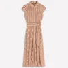Marcia Jersey Shirt Dress Cognac and Ivory Stripe Marcia Jersey Shirt Dress Cognac and Ivory Stripe