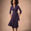 Marcia Jersey Shirt Dress French Navy, Painted Dot Marcia Jersey Shirt Dress French Navy, Painted Dot