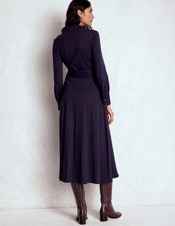Marcia Jersey Shirt Dress French Navy, Painted Dot Marcia Jersey Shirt Dress French Navy, Painted Dot