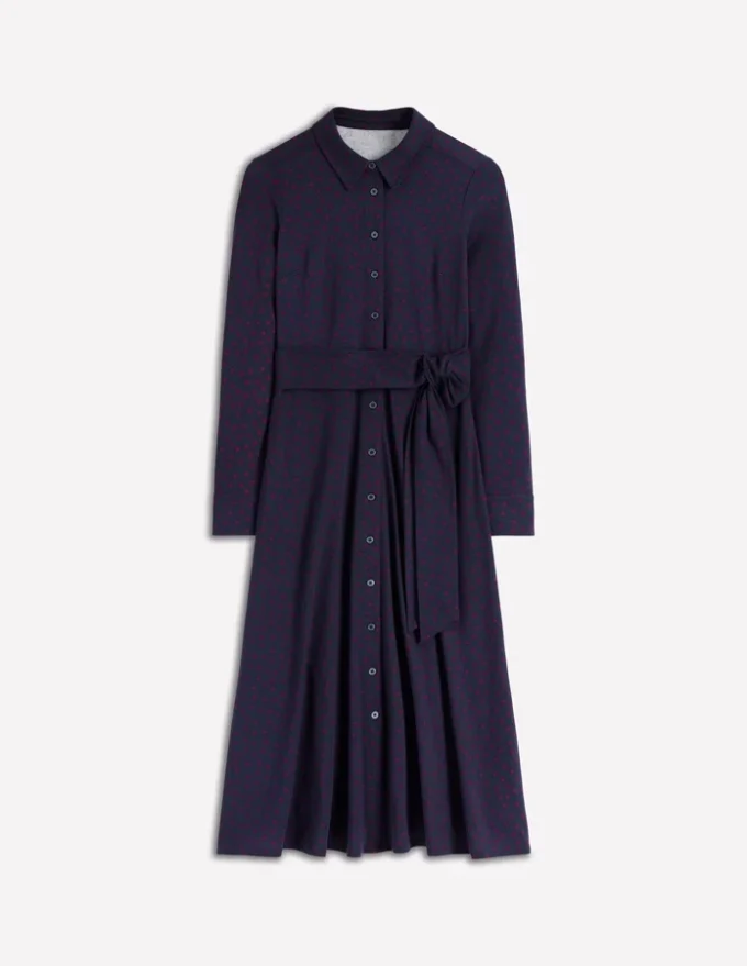 Marcia Jersey Shirt Dress French Navy, Painted Dot Marcia Jersey Shirt Dress French Navy, Painted Dot