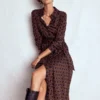 Marcia Jersey Shirt Dress French Navy, Square Geometric
