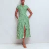 Marcia Jersey Shirt Dress Green and Ivory Stripe Marcia Jersey Shirt Dress Green and Ivory Stripe