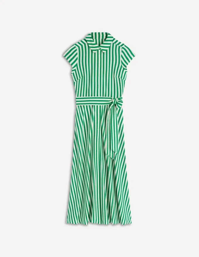 Marcia Jersey Shirt Dress Green and Ivory Stripe Marcia Jersey Shirt Dress Green and Ivory Stripe