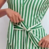 Marcia Jersey Shirt Dress Green and Ivory Stripe Marcia Jersey Shirt Dress Green and Ivory Stripe