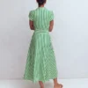 Marcia Jersey Shirt Dress Green and Ivory Stripe Marcia Jersey Shirt Dress Green and Ivory Stripe