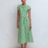 Marcia Jersey Shirt Dress Green and Ivory Stripe Marcia Jersey Shirt Dress Green and Ivory Stripe
