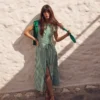 Marcia Jersey Shirt Dress Green and Ivory Stripe Marcia Jersey Shirt Dress Green and Ivory Stripe