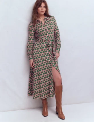 Marcia Jersey Shirt Dress Hunter Green, Heart Link
