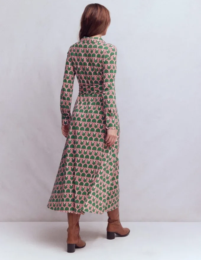 Marcia Jersey Shirt Dress Hunter Green, Heart Link Marcia Jersey Shirt Dress Hunter Green, Heart Link