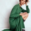 Marcia Jersey Shirt Dress Hunter Green, Painted Dot