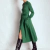 Marcia Jersey Shirt Dress Hunter Green, Painted Dot