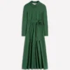 Marcia Jersey Shirt Dress Hunter Green, Painted Dot