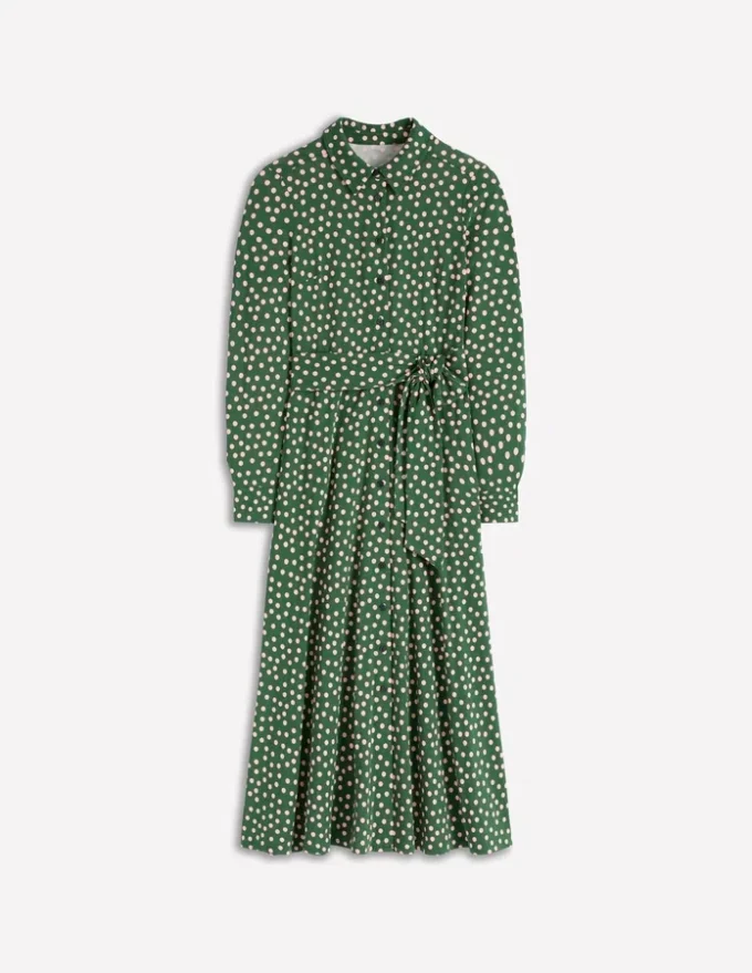 Marcia Jersey Shirt Dress Hunter Green, Painted Dot Marcia Jersey Shirt Dress Hunter Green, Painted Dot