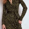 Marcia Jersey Shirt Dress Military Olive, Brushed Animal
